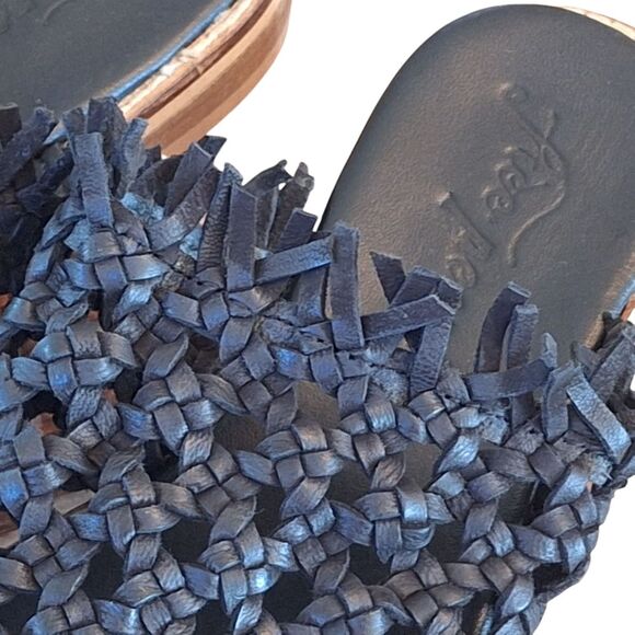 Free People sz 8 Black Leather Mirage Mule Flats Braided Sandal EU 38 Boho Comfy - Picture 11 of 16